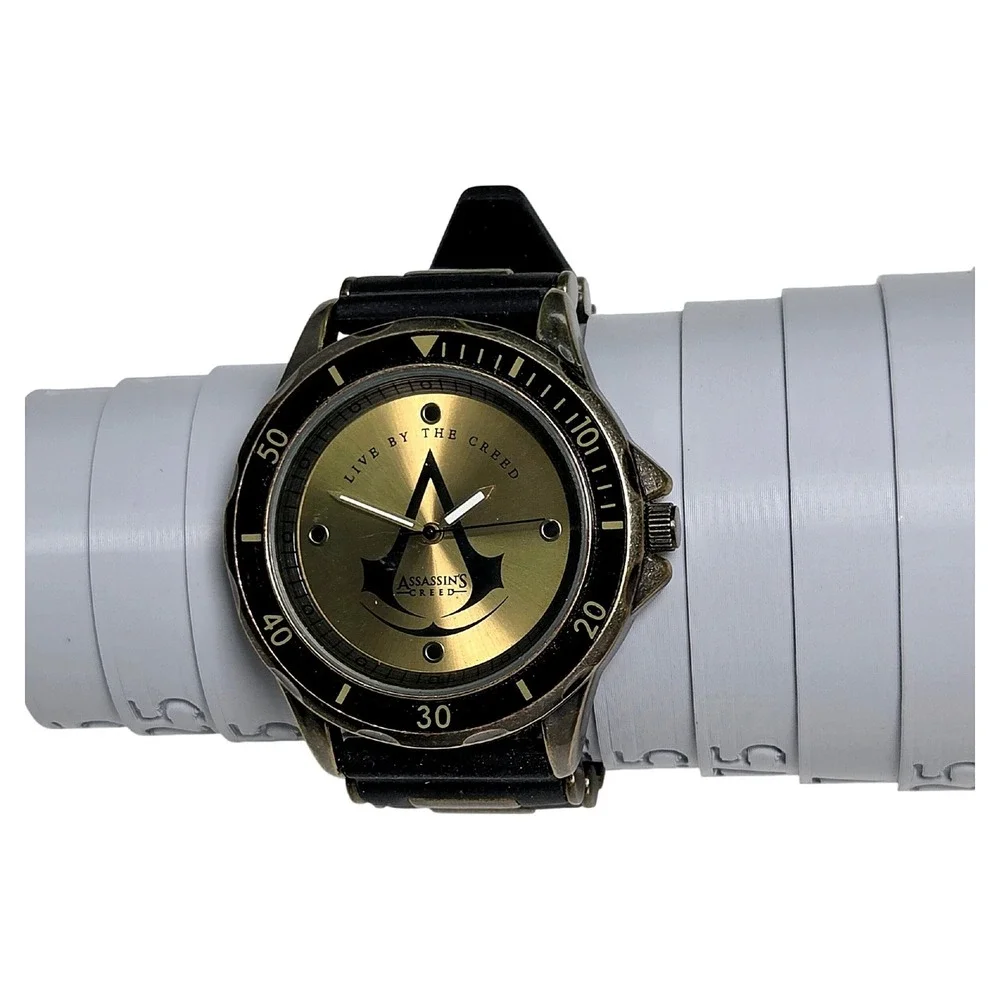 Assassins Creed Video Game Accutime Watch Bronze Studded Rubber Strap Official